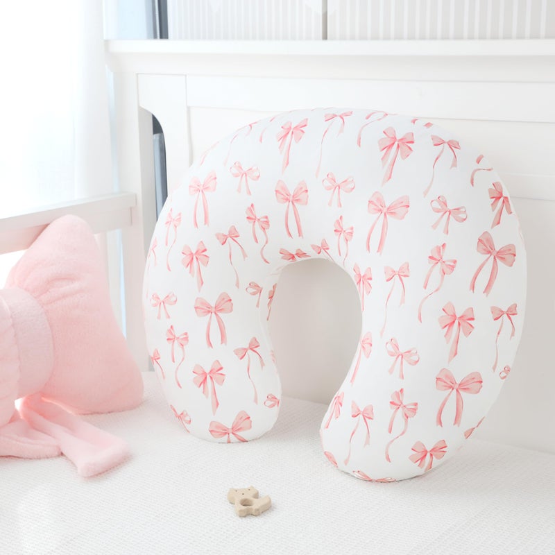 DAYEEBALL Nursing Pillow Cover, Removable Nursing Covers for Breastfeeding Pillows, Stretchy and Soft Fit for Baby Girls Boys Newborn, Pink Bow(Only Cover) - Image 4