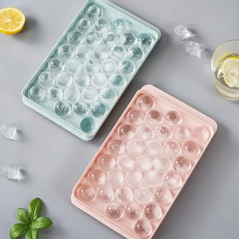 SKDBPM KDR Silicone Ice Cube Mould Trays with Lid for Freezer Silicone Ice Trays Small Cubes for Whiskey Ice Cube Tray Round A - Image 3