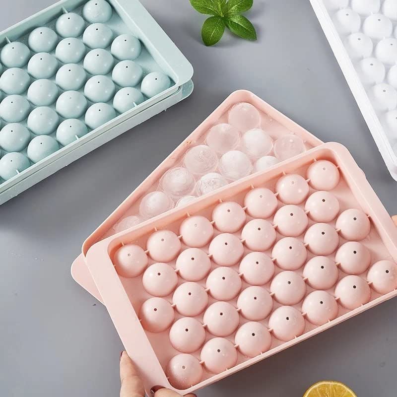SKDBPM KDR Silicone Ice Cube Mould Trays with Lid for Freezer Silicone Ice Trays Small Cubes for Whiskey Ice Cube Tray Round A - Image 1