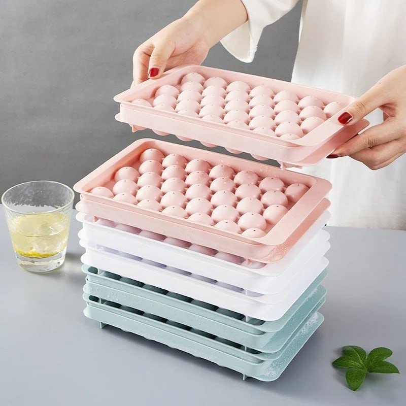 SKDBPM KDR Silicone Ice Cube Mould Trays with Lid for Freezer Silicone Ice Trays Small Cubes for Whiskey Ice Cube Tray Round A - Image 5