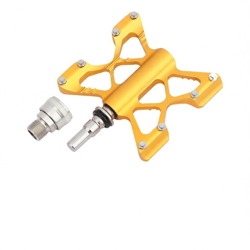 Litepro Bike Pedal: 1 Gold Aluminum Alloy & Stainless Steel Quick Release Pedal - Easy Install & Disassemble Hollow Lightweight Sealed Bearing Pedal Replacement for Folding Mountain Road Bikes - Image 5