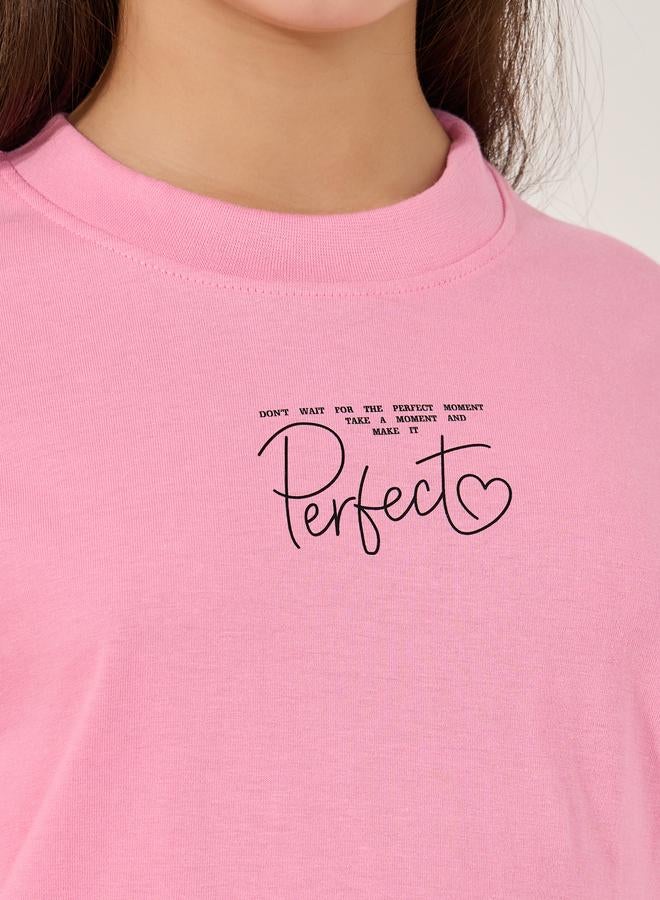 Styli Typography Print T-Shirt and Drawstring Pyjama Set - Image 3