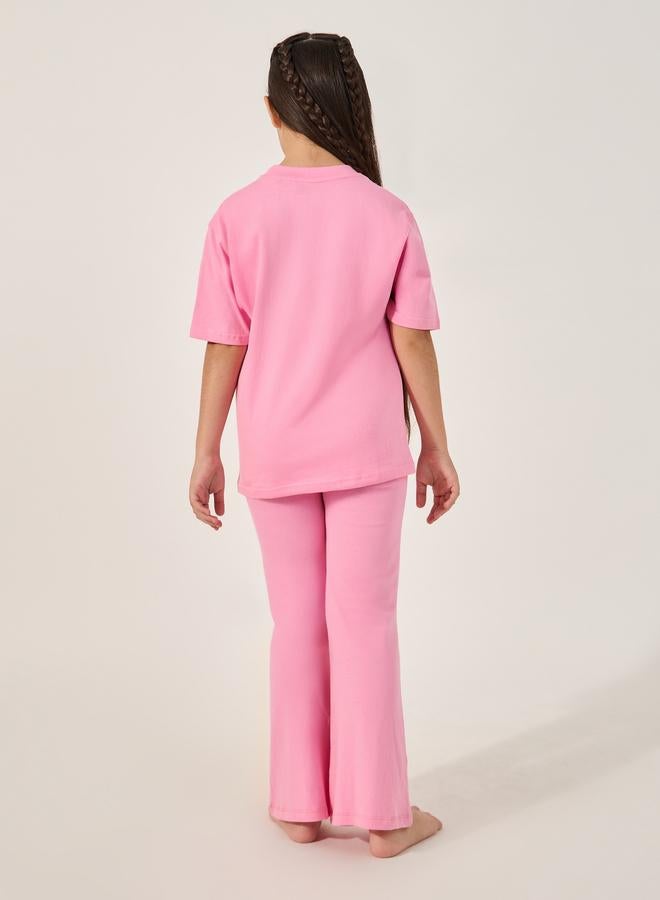 Styli Typography Print T-Shirt and Drawstring Pyjama Set - Image 5