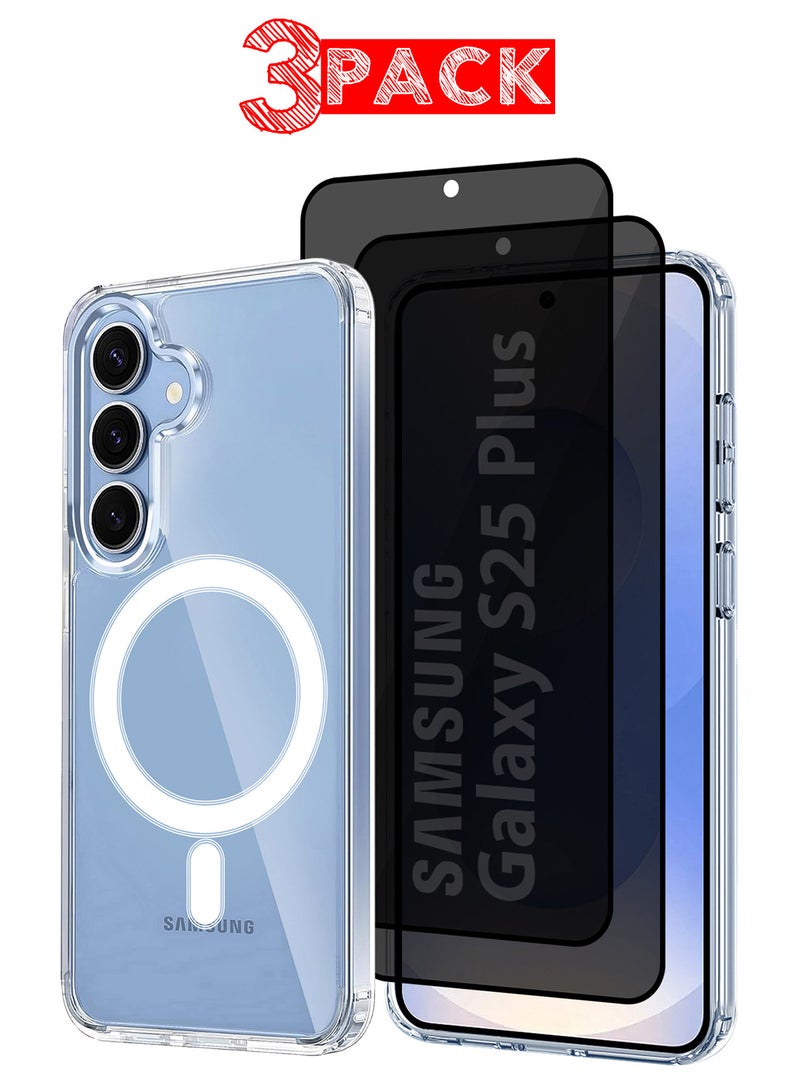 CATANES 3Packs Samsung Galaxy S25 Plus MagSafe Case Support Wireless Charging Slim Thin Magnetic Cover Anti Scratch Shockproof Hard Transparent Phone Case Compatible with Samsung Galaxy S25 Plus 6.7 Inch - Image 1
