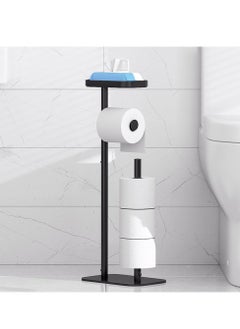 Arabest Toilet Paper Holder Stand, Floor standing toilet roll holder with Phone Shelf, Standing Toilet Paper Holder for Bathroom  - Image 1