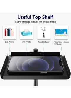 Arabest Toilet Paper Holder Stand, Floor standing toilet roll holder with Phone Shelf, Standing Toilet Paper Holder for Bathroom  - Image 3