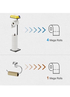 Arabest Toilet Paper Holder Stand, Floor standing toilet roll holder with Phone Shelf, Standing Toilet Paper Holder for Bathroom  - Image 5