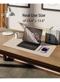 erorex Leather Desk Pad Protector Office Desk Mat Large Mouse Pad Non Slip Pu Leather Desk Blotter Laptop Desk Pad Waterproof Desk Writing Pad For Office And Home Eggshell 23.6" X 13.8"  - Image 4