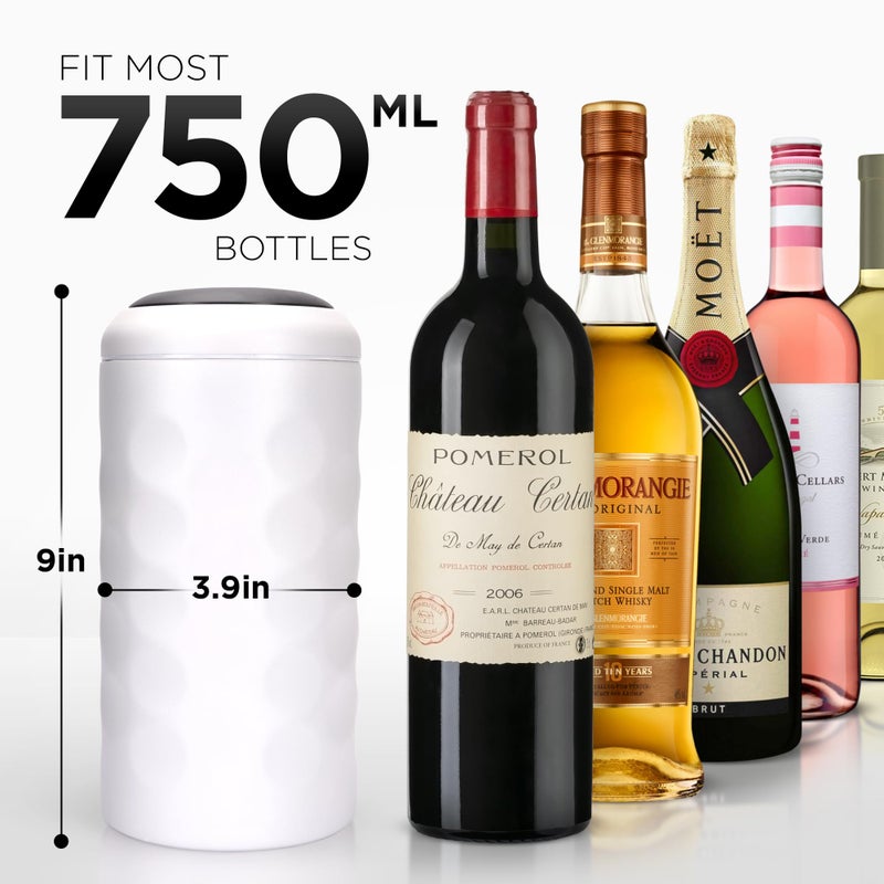UMIEN Premium Wine Chiller - 750ml Stainless Steel Wine Bottle Cooler, Vacuum Insulated & Double-Walled - Keeps Wine Cold for 6+ Hours - Champagne Chiller Sleeve for Most Bottles - White - Image 3