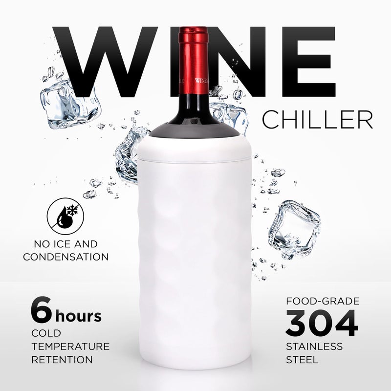 UMIEN Premium Wine Chiller - 750ml Stainless Steel Wine Bottle Cooler, Vacuum Insulated & Double-Walled - Keeps Wine Cold for 6+ Hours - Champagne Chiller Sleeve for Most Bottles - White - Image 2