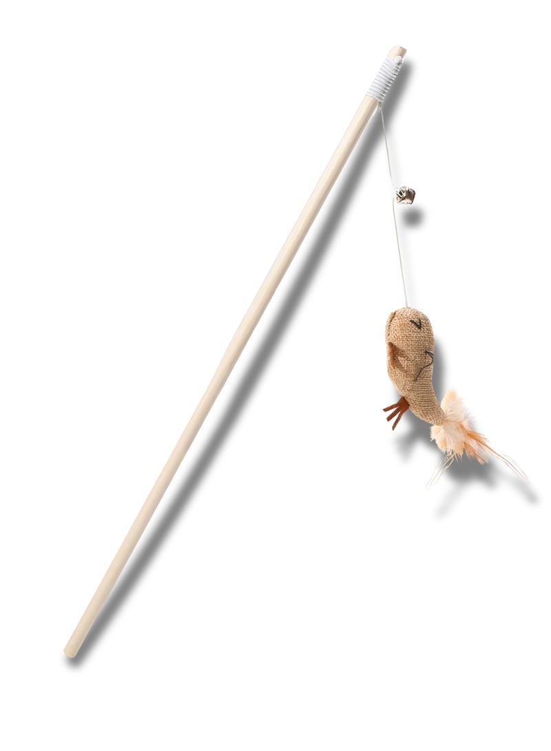 ڤسيل24 لعبة عصا تحفيز القطط الممتعة مع ريشة قوية وجرس - مثالية للعب والتمرين وتقوية الروابط مع قطتك - Image 1