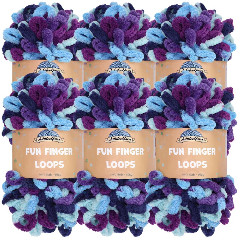 BambooMN خيوط جوبيل يارن حلقات الأصابع الممتعة 100 جرام خيوط بوليستر عملاقة أفرديت 6 خيوط