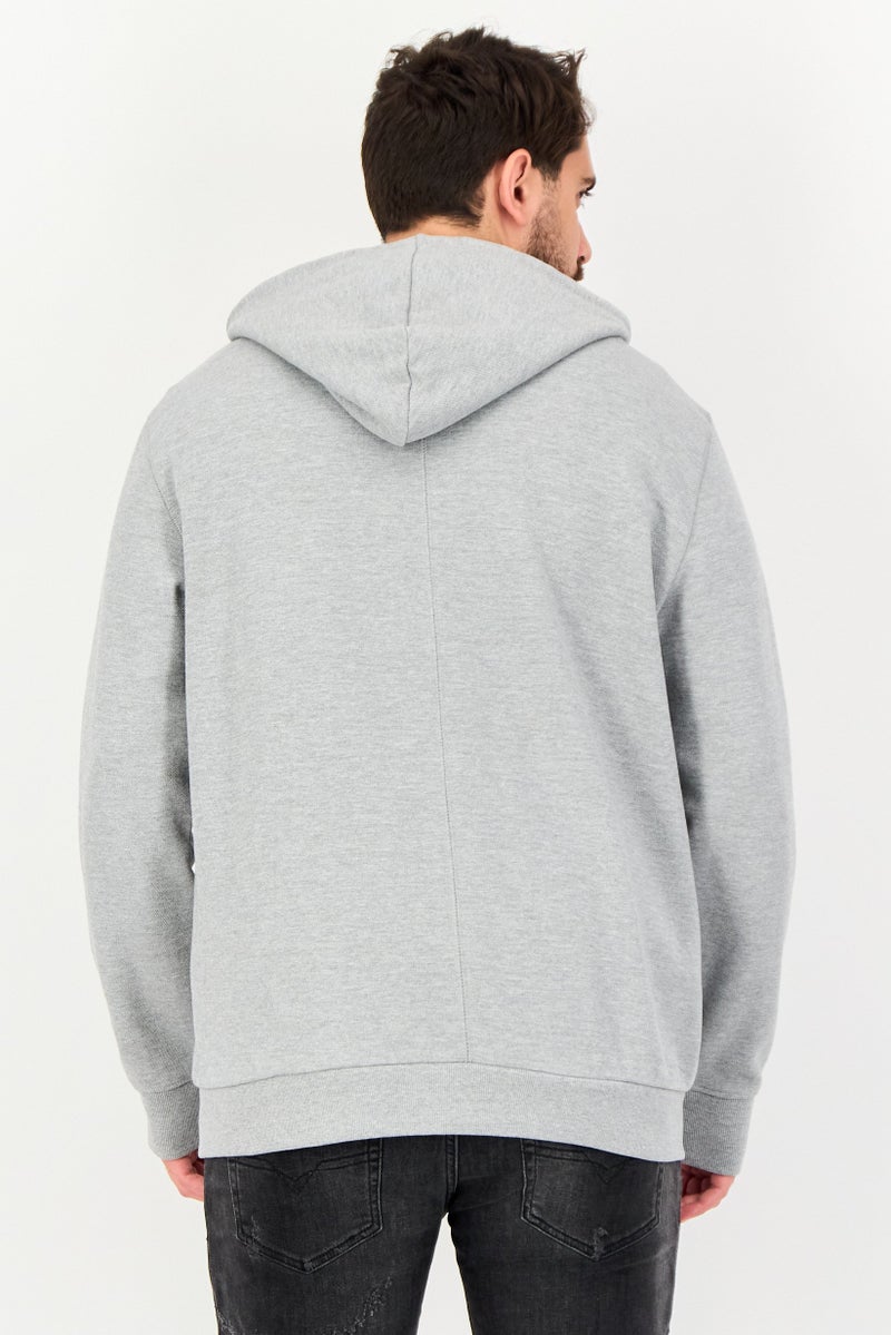 Celio Men Heather Long Sleeve Full Zip Hoodie, Grey - Image 3