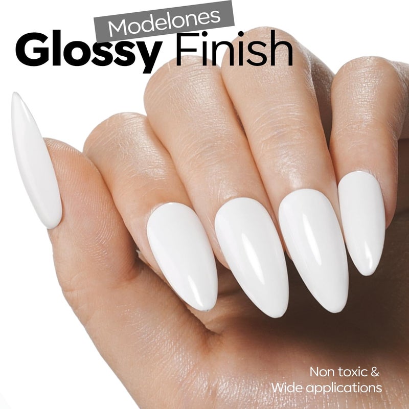 modelones White Gel Nail Polish Gel Polish Solid White Nail Poish Soak Off Pastel U V Nail Design Salon DIY Manicure 15 ML - Image 3