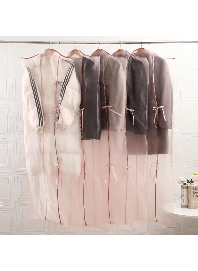 Red Dot Gift Red Dot Gift Pack of 10 Premium Organza Hanging Garment Bag 66''x 24'' / 165 * 60cm Tie with ribbon Dress Bags for Closet and Cloth Storage (Rose Pink)  - Image 1