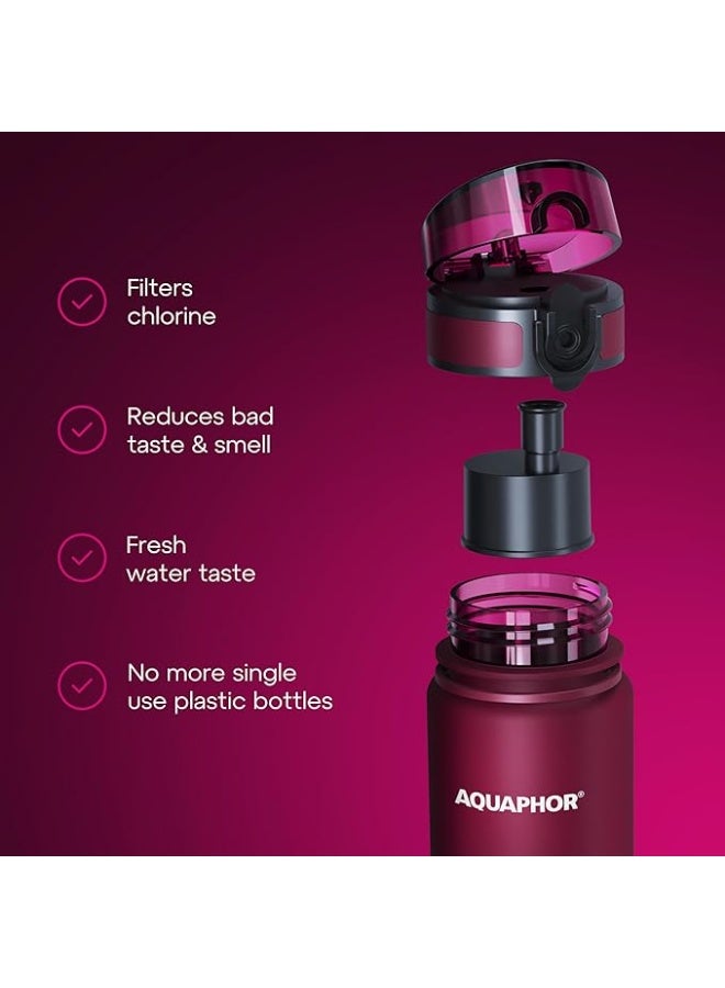 Aquaphor AQUAPHOR City Bottle 500ml Red | Travel Water Bottle with Activated Carbon Filter | Filters Chlorine & Impurities | Made of Tritan & BPA-Free | Stay Hydrated On the Go!  - Image 3