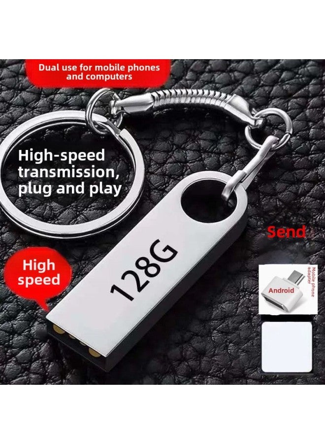 U Disk 16g/32g/64g/128g Computer Mobile Phone Dual-purpose Student Car USB Large Capacity Song Game-Capacity:32GB-Interface:Silver - Image 1