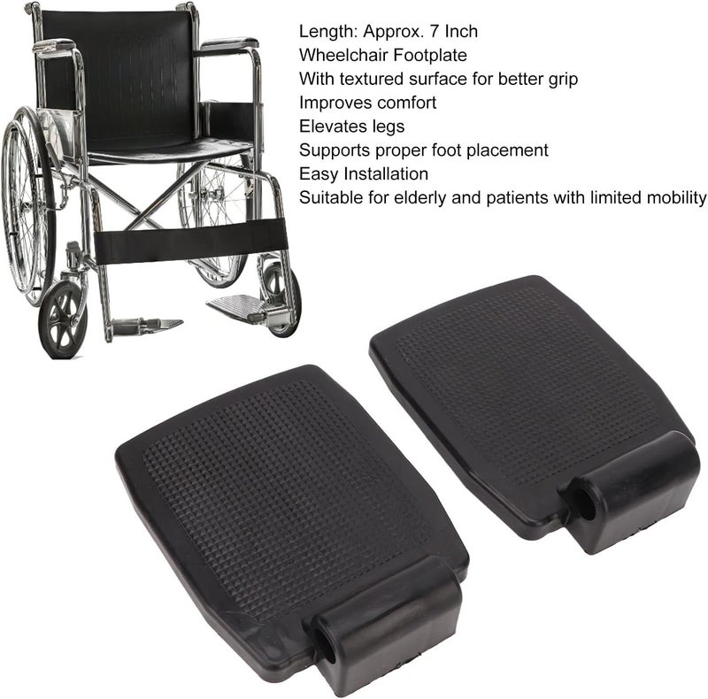 klarako Wheelchair Footplate, 2pcs Wheelchair Footplate Plastic Ergonomic Wheelchair Footrest Pedal Replacement Accessory 7 - Image 2