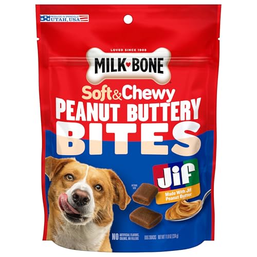 Milk-Bone Peanut Buttery Bites Soft Dog Treats with Jif Peanut Butter, 11.8 Ounce Bag - Image 1