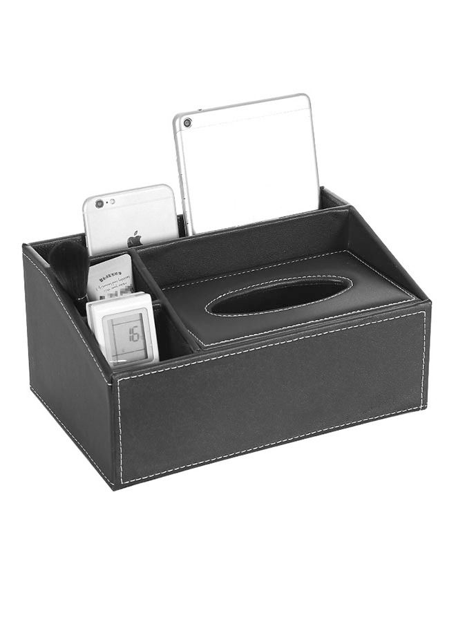 ZCM-HAPPY Multifunctional Leather Rectangular Tissue Box Tissue Storage Box with Pen Pencil Stationery Phone Remote Holder Storage Box for Home Restaurant and Office - Image 2