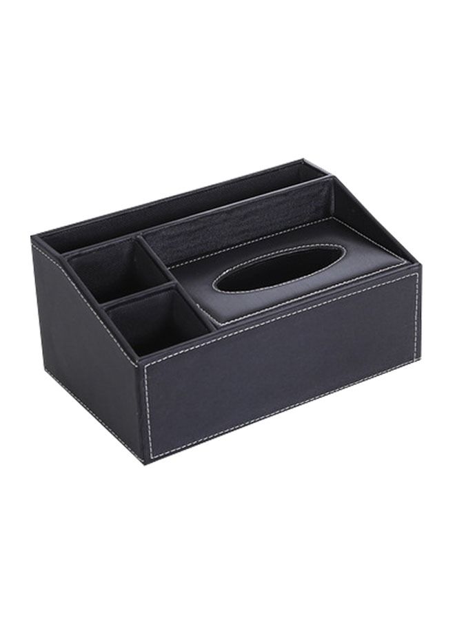 ZCM-HAPPY Multifunctional Leather Rectangular Tissue Box Tissue Storage Box with Pen Pencil Stationery Phone Remote Holder Storage Box for Home Restaurant and Office - Image 1