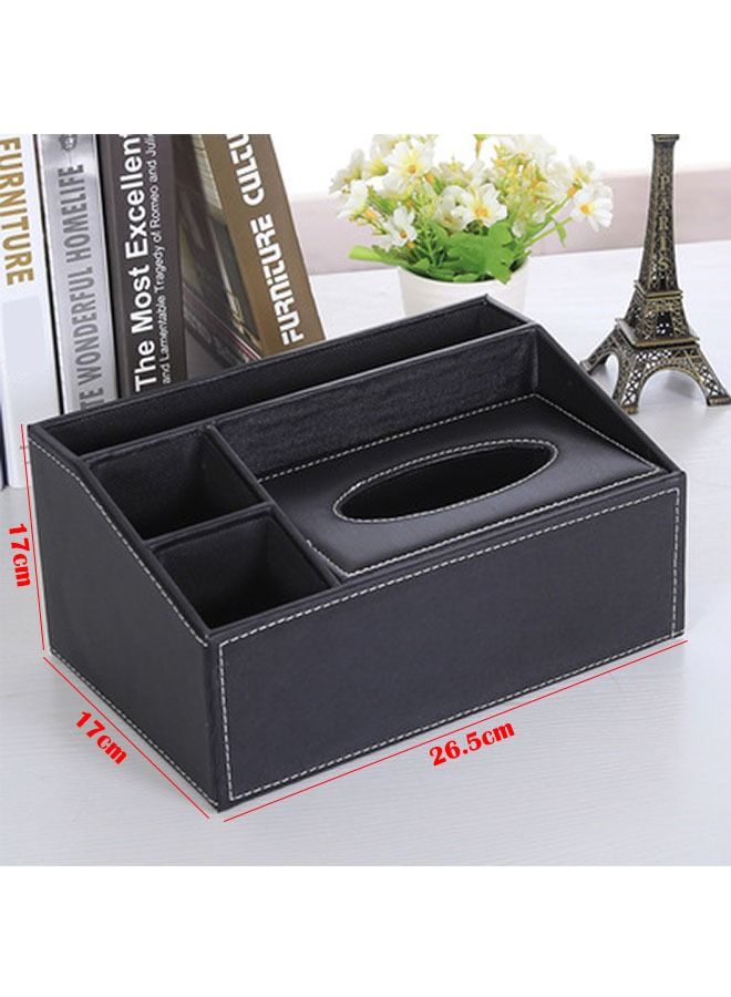 ZCM-HAPPY Multifunctional Leather Rectangular Tissue Box Tissue Storage Box with Pen Pencil Stationery Phone Remote Holder Storage Box for Home Restaurant and Office - Image 5