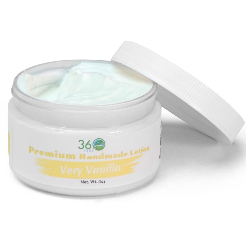 360Feel Very Vanilla Body Lotion Hydrates with Coconut Olive Oil PlantBased NonGreasy Sensitive Skin All Day Use