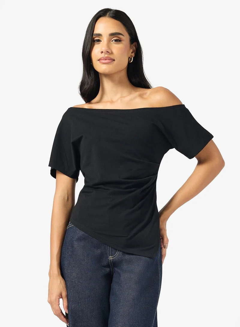 Ginger drop shoulder longline top