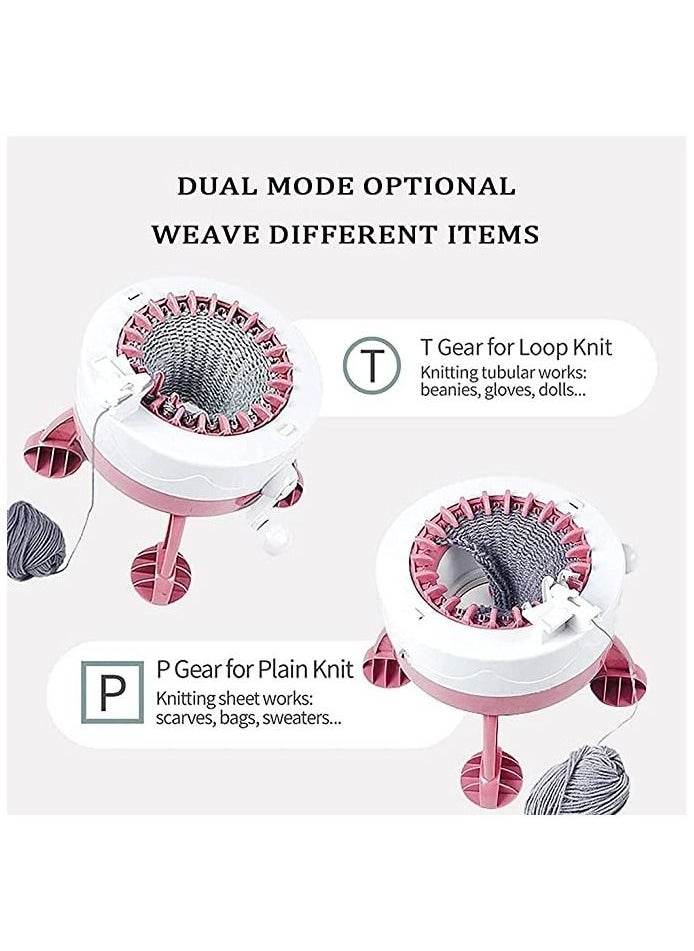 22 Needles Smart Weaving Round Loom, Knitting Machines Knitting Board Rotating Double Knit Loom Machine Kit for Adults/Kids DIY Knit Scarf Hat Sock