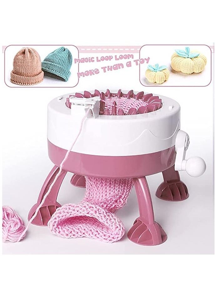 22 Needles Smart Weaving Round Loom, Knitting Machines Knitting Board Rotating Double Knit Loom Machine Kit for Adults/Kids DIY Knit Scarf Hat Sock