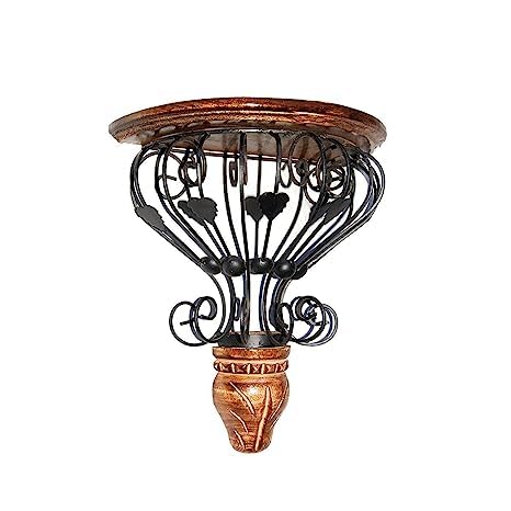 CRAFTCASTLE Wooden & Wrought Iron Fancy Wall Bracket Shelf/Plant Stand/Garden Decor Bracket Rack for Home & Living Room .Black & Brown (35X30X15) CM - Image 4