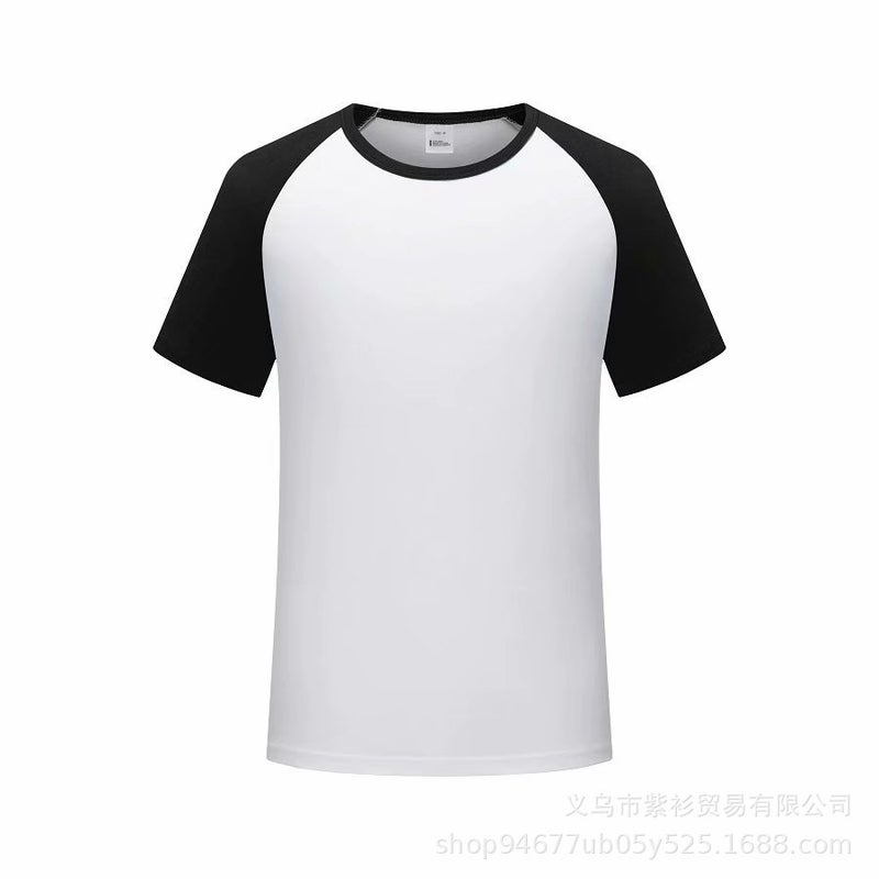 Modal Raglan short-sleeved classmate party overalls work clothes printed logo round neck T-shirt couples parents custom Rose Red  - Image 4