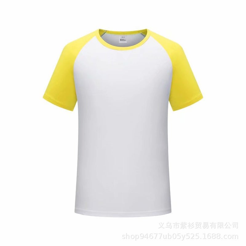 Modal Raglan short-sleeved classmate party overalls work clothes printed logo round neck T-shirt couples parents custom Rose Red  - Image 3