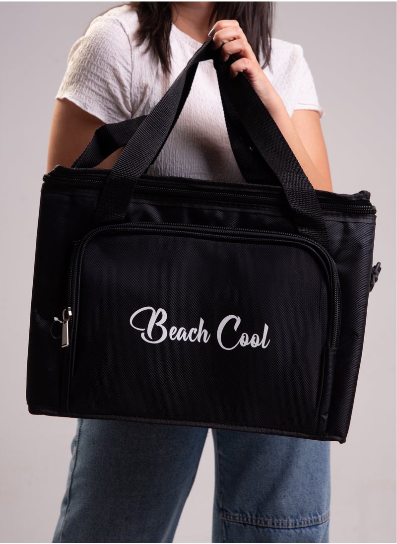 Beach Cool - High Quality and Padded Adjustable Strap Hot and Cold Lunch Bag - 35L, Black - Image 1