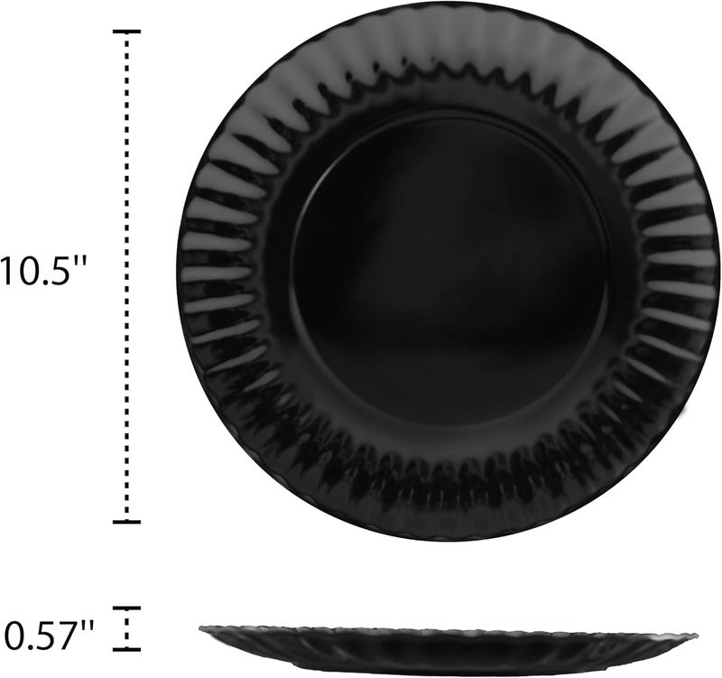 TP 105 inch Melamine Dinner Plates Set of 6 Lightweight Serving Round Salad Plate for 6 Dessert Dishes for Indoors and Outdoors Black - Image 2