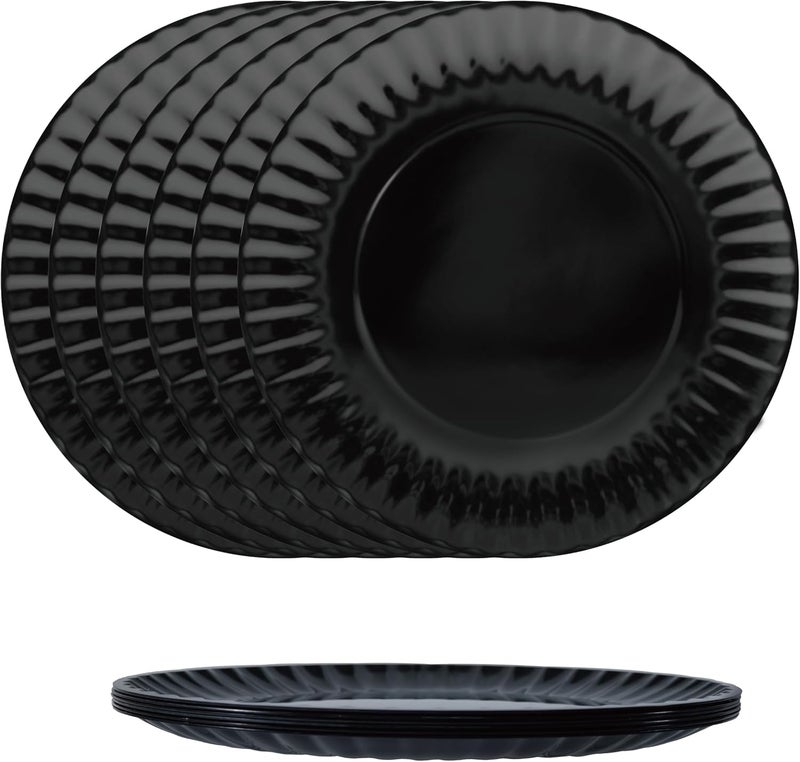 TP 105 inch Melamine Dinner Plates Set of 6 Lightweight Serving Round Salad Plate for 6 Dessert Dishes for Indoors and Outdoors Black - Image 1