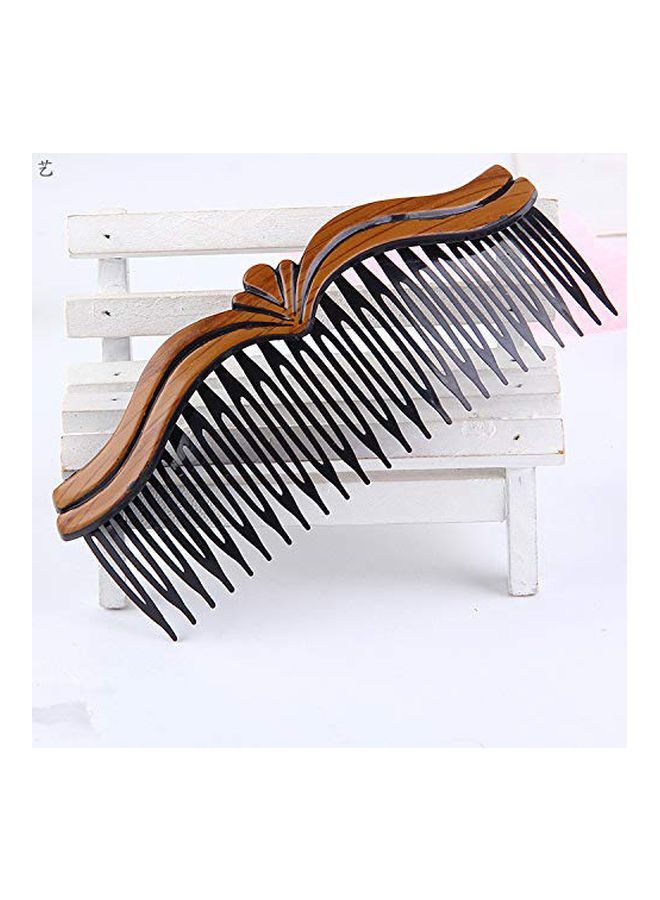 NIBEMINENT Pack Of 9 Wooden Hair Comb Pin Clip Set Black/Brown - Image 2