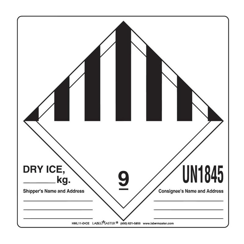 HML11-DICE Dry Ice Label, Hazmat, 4.75" x 4" (Pack of 500)