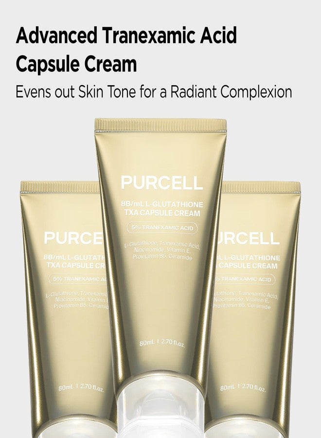 PURCELL TXA Capsule Cream with 5% Tranexamic Acid + 5% Niacinamide – L-Glutathione Antioxidant Moisturizer for Even-Toned Skin, Reduces Dullness & Uneven Skin Tone, All Skin Types (2.71 fl oz / 80ml - Image 2