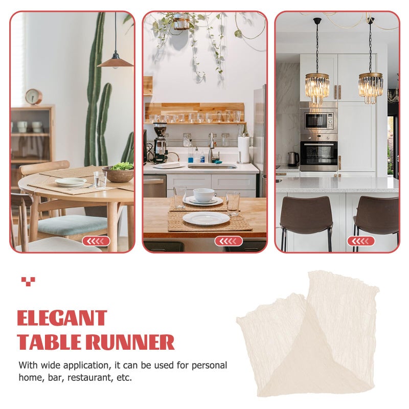 Beige Bohemian Style Table Runner Sheer Bali Gauze Fabric Reusable Wedding Banquet Tablecloth - Image 4