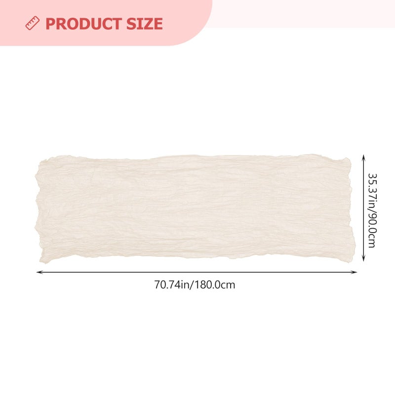 Beige Bohemian Style Table Runner Sheer Bali Gauze Fabric Reusable Wedding Banquet Tablecloth - Image 3