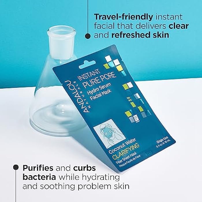 Andalou Naturals Instant Pure Pore Hydro Serum Facial Sheet Mask, Coconut Water, Clarifying, Non GMO, 0.6 Fluid Ounces (Pack Of 6) - Image 3