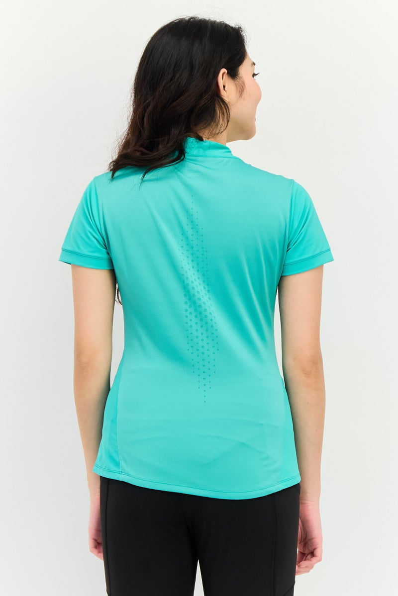 asics تي شيرت تنس قصير الأكمام للنساء، أخضر - Image 4