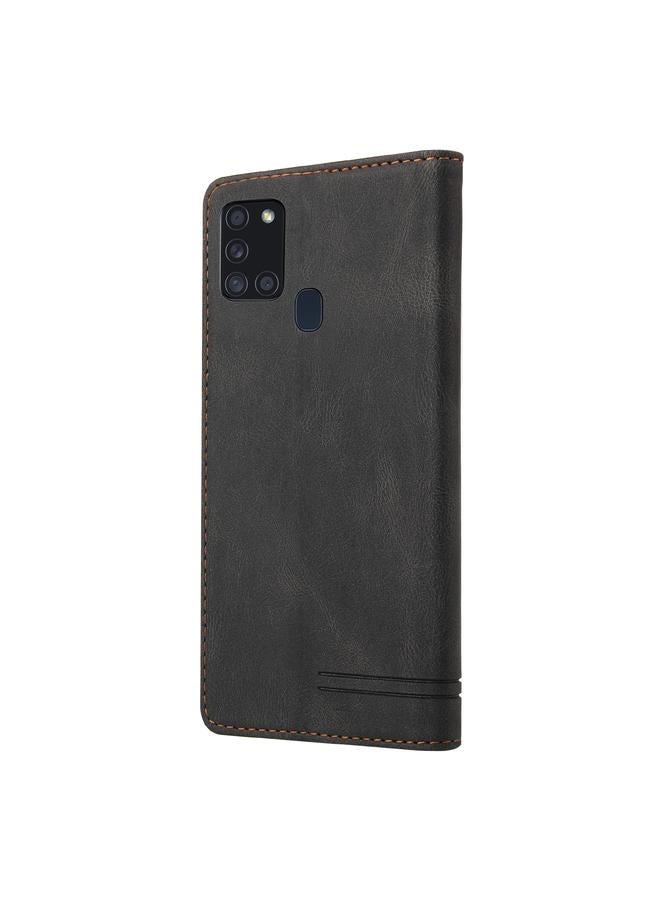 erorex Case For Samsung Galaxy A21s Skin Feel Anti-theft Brush Horizontal Flip Leather Case with Holder & Card Slots & Wallet - Image 3