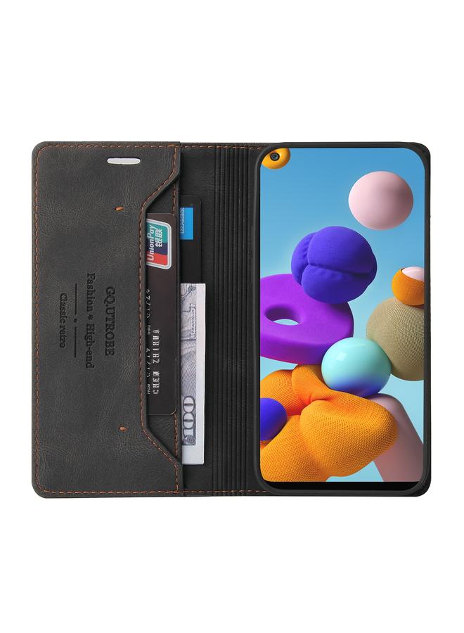 erorex Case For Samsung Galaxy A21s Skin Feel Anti-theft Brush Horizontal Flip Leather Case with Holder & Card Slots & Wallet - Image 5