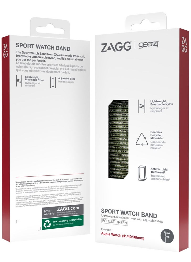 Gear4 - Sport Apple Watch Series 8/7 (41mm), Series 6/SE/5/4 (40mm) and Series 3/2/1 (38mm) Band - Forest Green - Image 1
