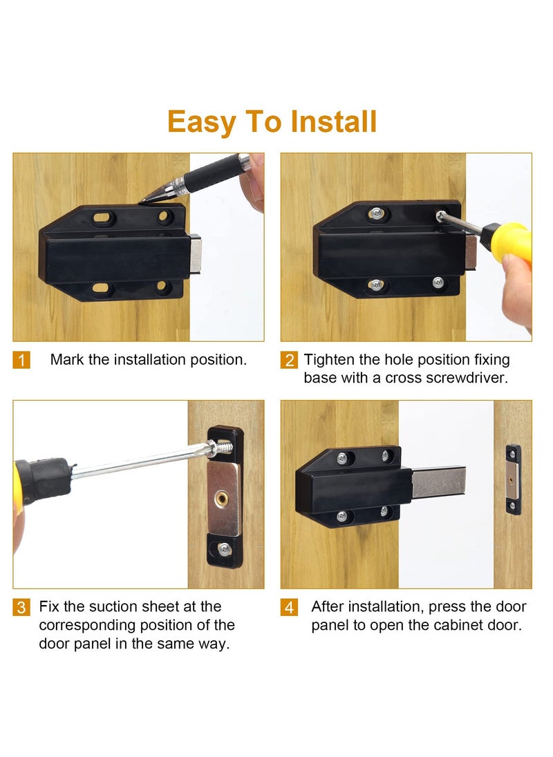 Monda - 2 Pack Magnetic Push Latch Heavy Duty Metal Double Push to Open Door Latches Kitchen Door Push Release Latches for Cabinets Touch Latches for Drawer Closure, Cupboard, Wardrobe, Closet - Image 1
