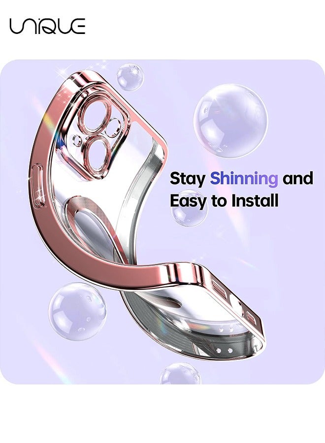 يونيك لغطاء ايفون 15 متوافق مع Magsafe حماية كاملة للكاميرا وجراب مغناطيسي ناعم مقاوم للصدمات مصمم للنساء ذهبي وردي - Image 4