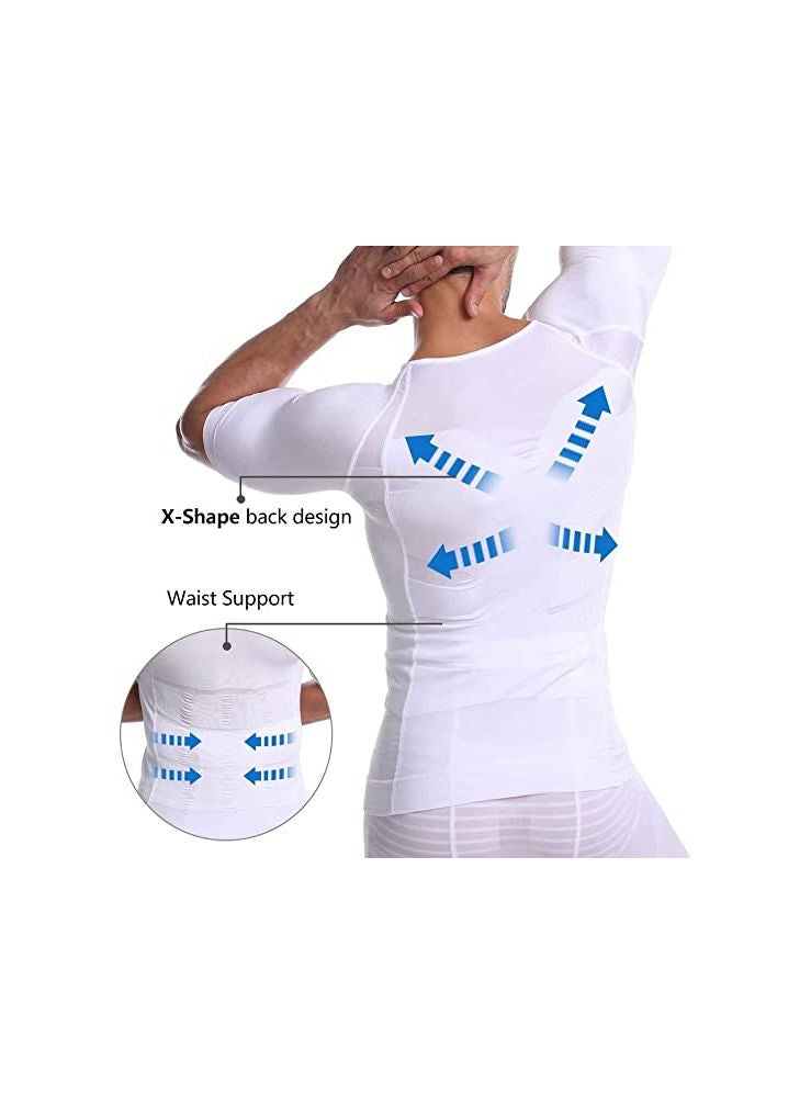 DeloPik Short sleeves tank corset men corset abdomen vest muscle body shaper top (34)  - Image 3
