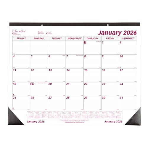 Brownline 2026 Monthly Desk Pad Calendar 12 Months January to December 22 x 17 C173126 BurgundyWhite - Image 1